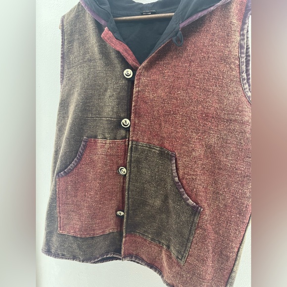 EUC Textured Quilted Tribe Nine Celestial Hooded Vest Double Layer Small/Medium - Picture 2 of 8